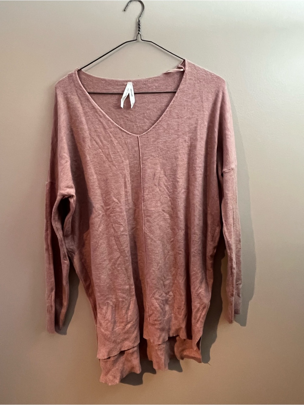 Dreamers Dusty Rose V-Neck Relaxed Knit Sweater